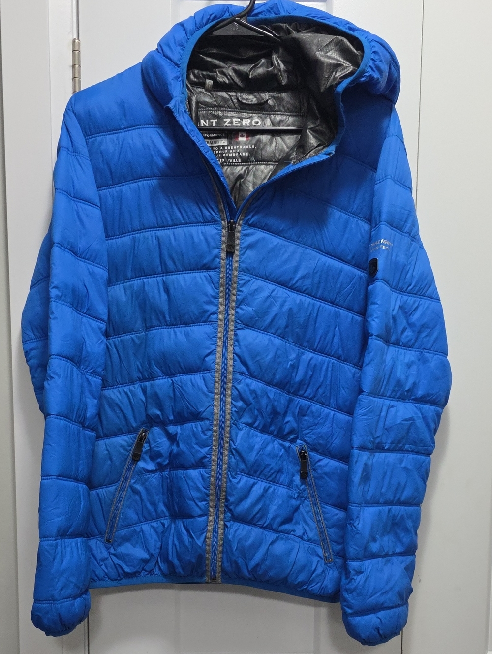 Point Zero Men's Electric Blue Quilted Hooded Puffer Jacket